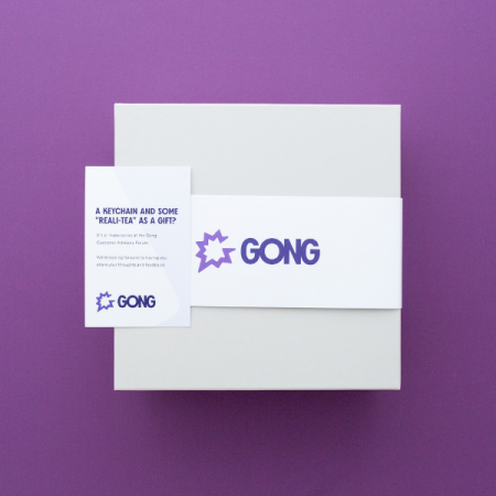 branded gift box with card insert for gong