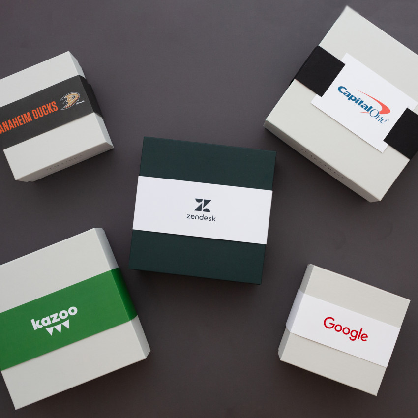 multiple sizes of corporate gift boxes