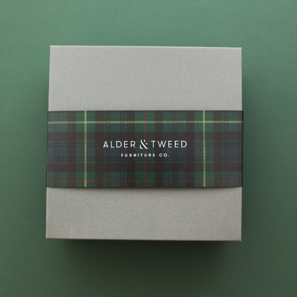 alder and tweed branded box sleeve for holiday