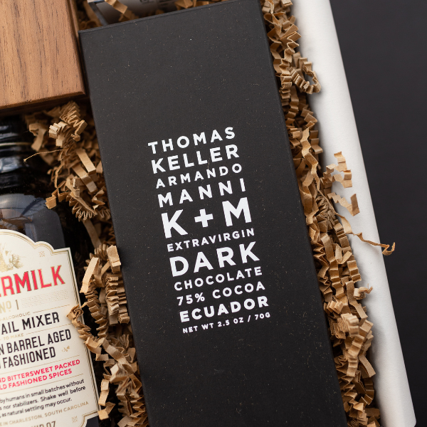 thomas keller chocolate bar in holiday client gift box