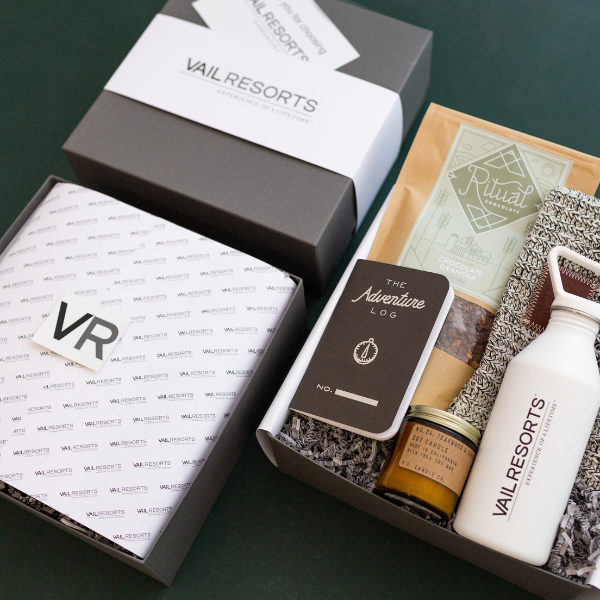 vail resorts customized repeating paper in holiday gift box