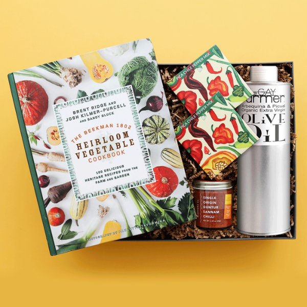 cooking themed gift with cookbook