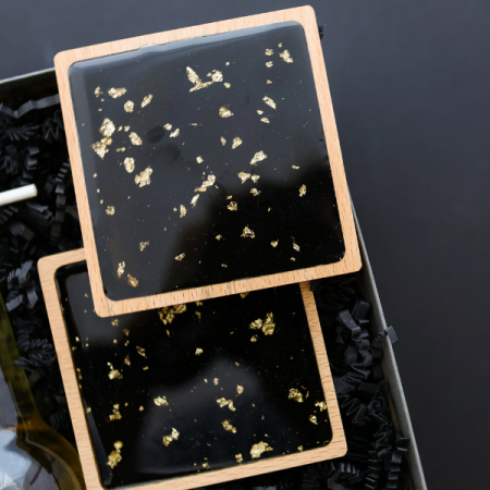 esselle black and gold coasters in gift box