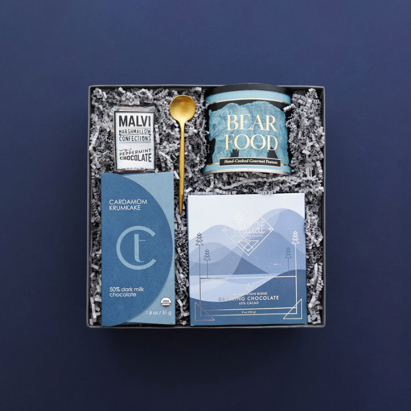 blue and gray holiday gift box